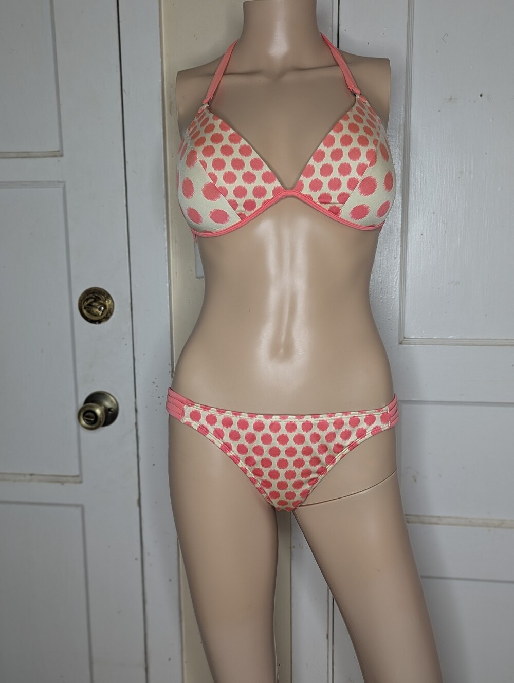 Body Glove Orange And Cream Polka Dot 2 Piece Bikini Set Size M